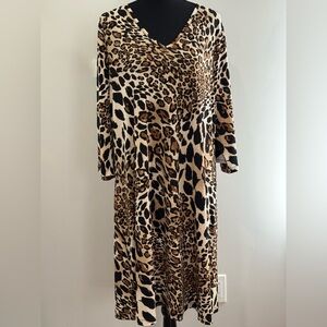New Attitudes by Renee 1X LeopardPrint Knee Length Dress 672